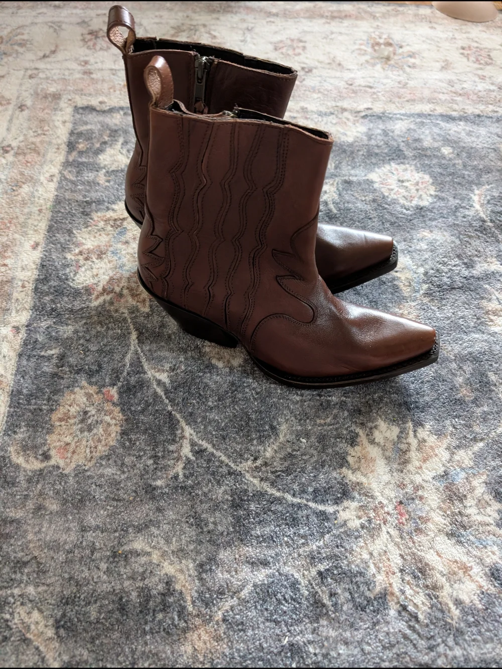 Brown Leather Western Ankle Boots Ariat Jade